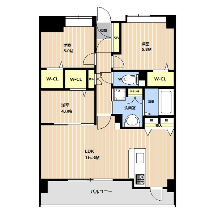 熊本県菊池郡菊陽町大字津久礼の賃貸マンションの間取り