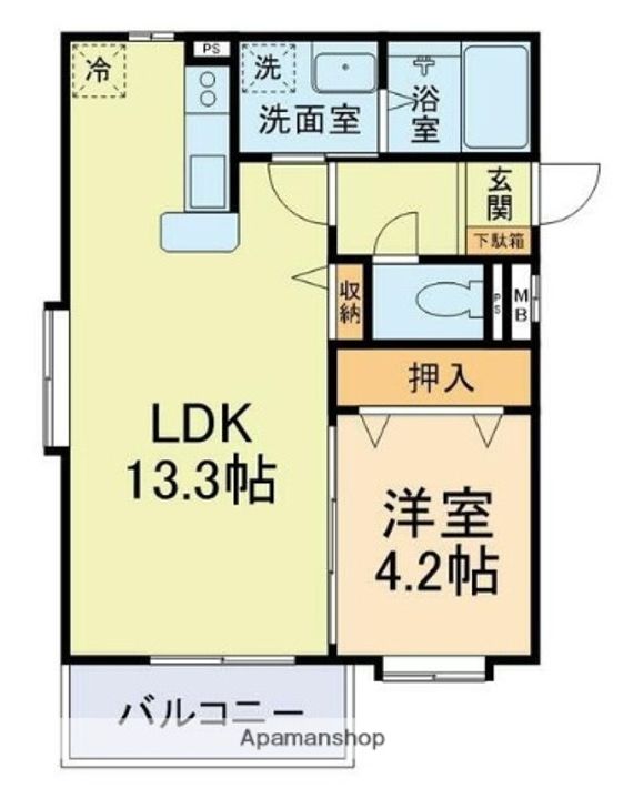 熊本県熊本市中央区渡鹿4丁目の賃貸マンションの間取り