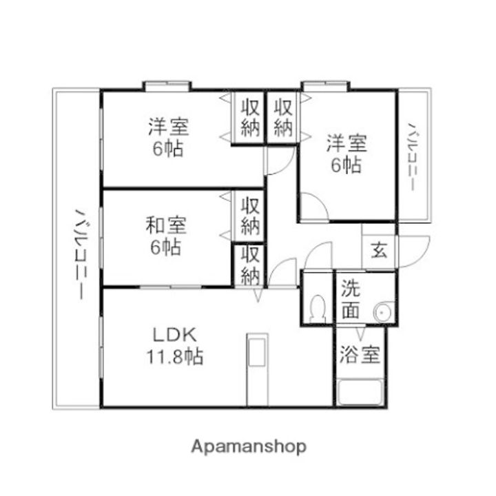 熊本県熊本市西区城山下代1丁目の賃貸マンションの間取り