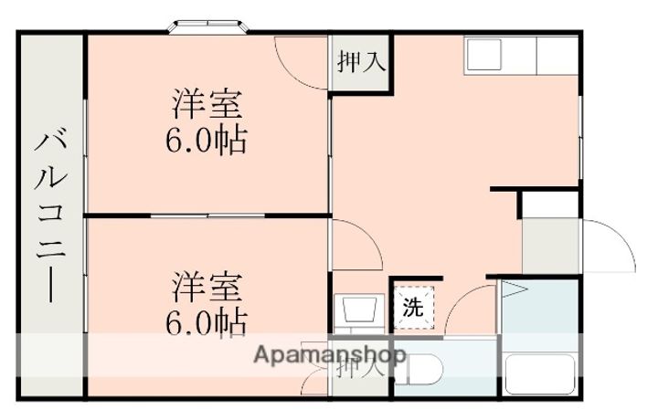 サンハイツⅠⅡⅢ(山鹿市)Ⅱ-202の間取り