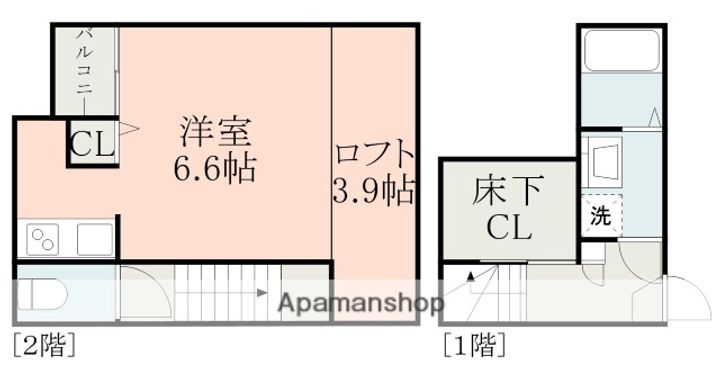 熊本県熊本市中央区本荘町の賃貸アパートの間取り