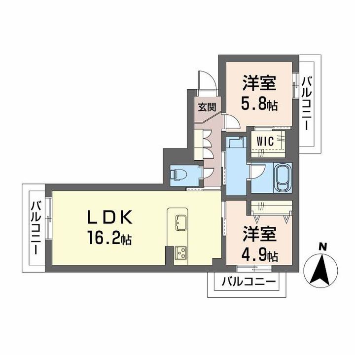 熊本県熊本市中央区萩原町の賃貸マンションの間取り