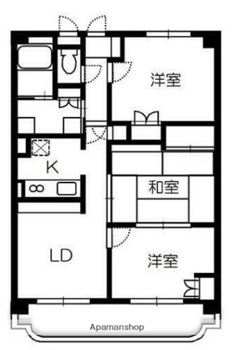 熊本県熊本市南区田迎6丁目の賃貸マンションの間取り