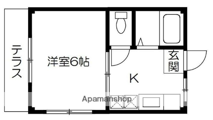 熊本県熊本市中央区渡鹿3丁目の賃貸アパート101の間取り