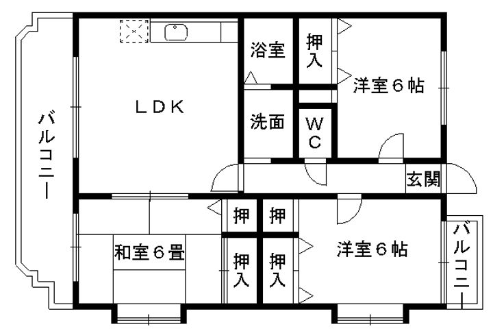 ベルメゾン長嶺302の間取り