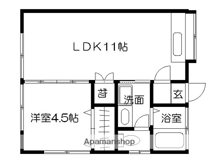 熊本県熊本市東区渡鹿8丁目の賃貸アパート102の間取り