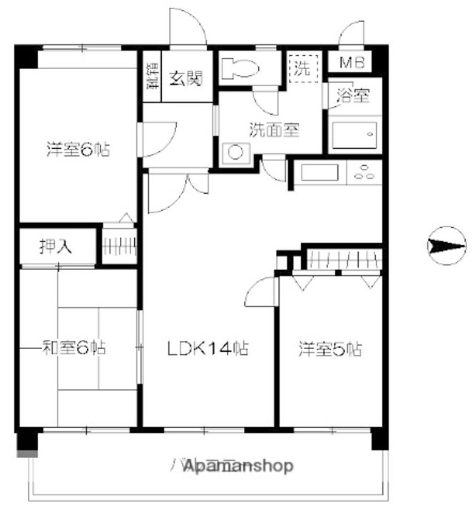 鶴の茶屋五番館503の間取り