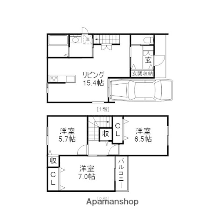熊本県熊本市北区八景水谷2丁目(一戸建)の賃貸物件戸建ての間取り