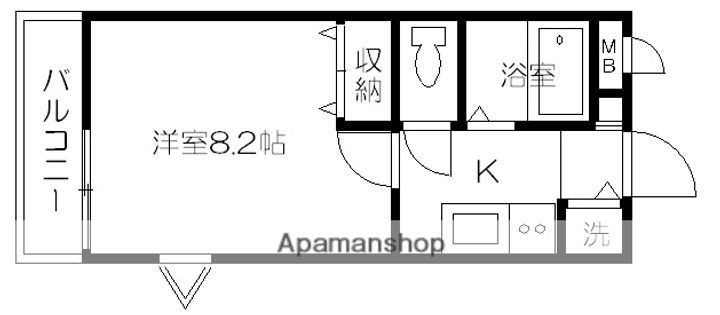 熊本県熊本市中央区渡鹿6丁目の賃貸マンションの間取り