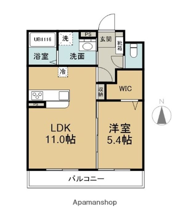 大分県由布市挾間町下市の賃貸マンションの間取り