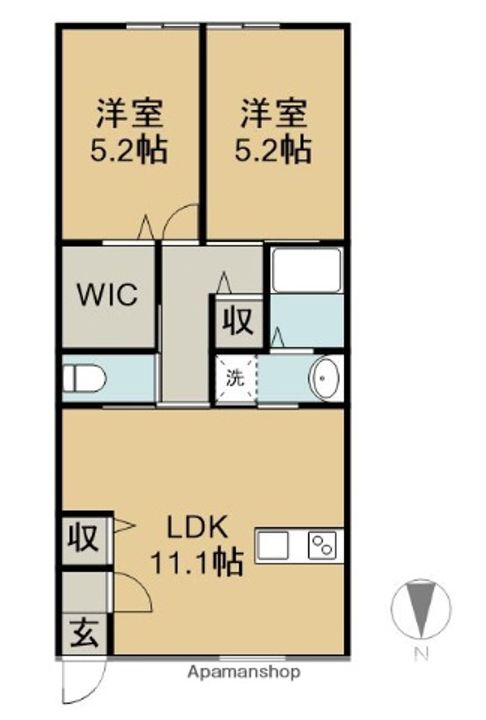 (仮称)高城町アパートC棟205の間取り