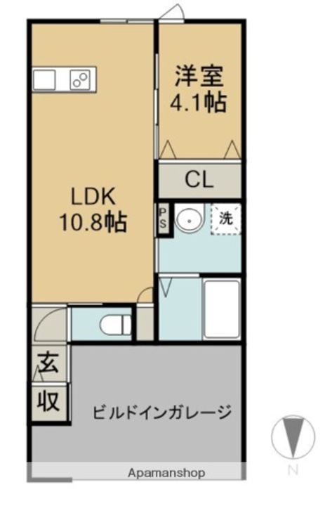(仮称)高城町アパートD棟105の間取り