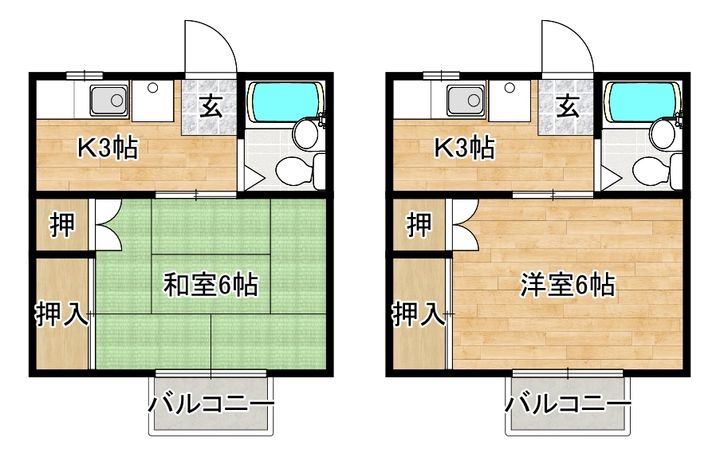姫城コーポ202の間取り
