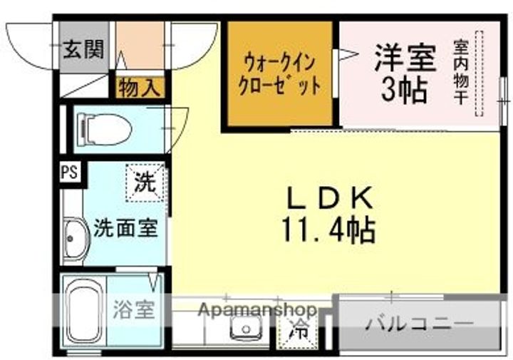 鹿児島県鹿児島市下荒田4丁目の賃貸アパートの間取り