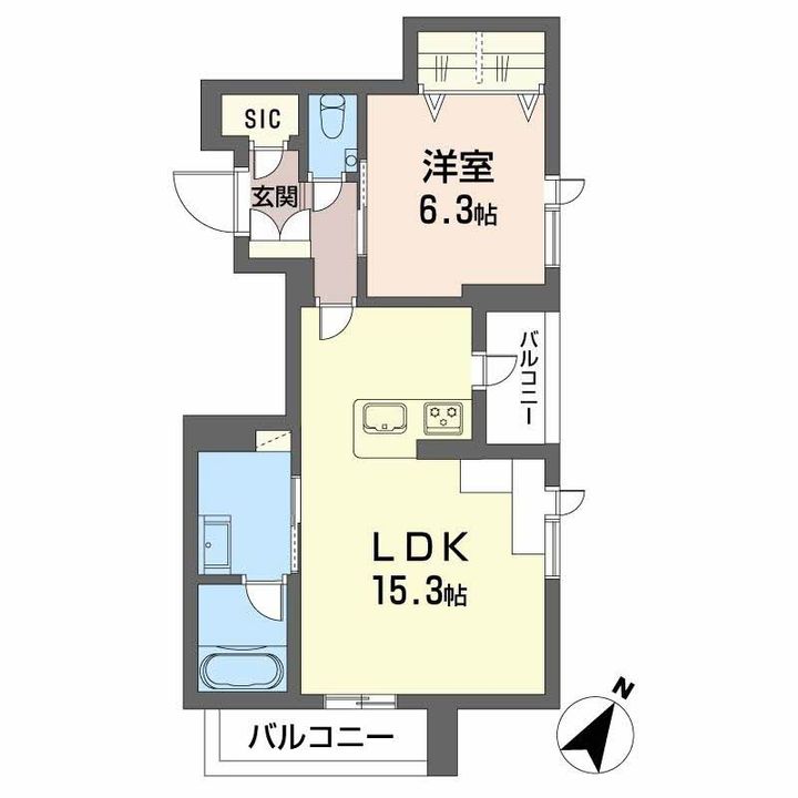 鹿児島県鹿児島市長田町の賃貸マンションの間取り