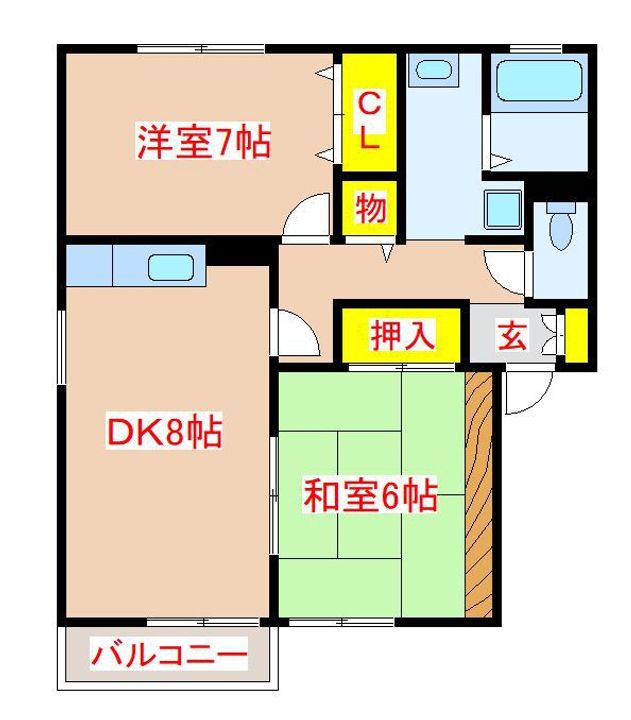 鹿児島県霧島市隼人町姫城3丁目の賃貸アパートの間取り