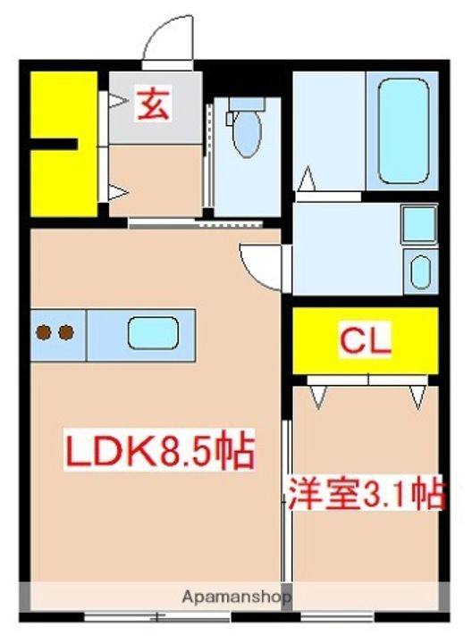 鹿児島県霧島市国分府中町の賃貸マンションの間取り