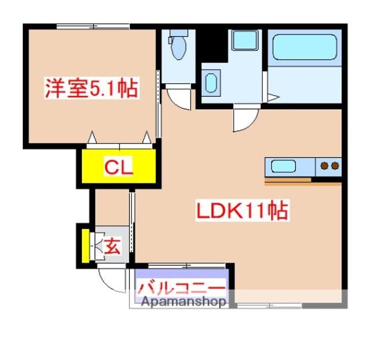 鹿児島県霧島市隼人町姫城の賃貸アパートの間取り