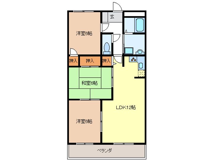 岐阜県岐阜市小野1(マンション)の賃貸物件の間取り