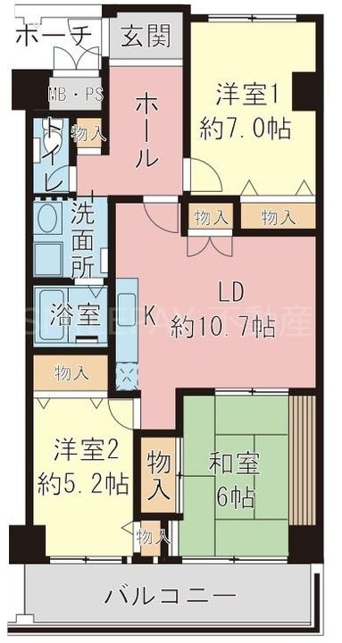 兵庫県神戸市兵庫区浜崎通(マンション)の賃貸物件の間取り