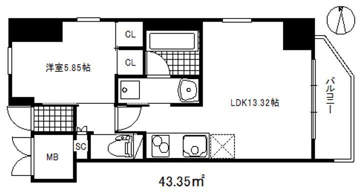 兵庫県神戸市中央区日暮通1(マンション)の賃貸物件の間取り