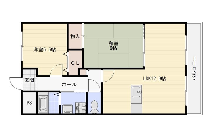 大阪府大阪市平野区瓜破東2(マンション)の賃貸物件の間取り