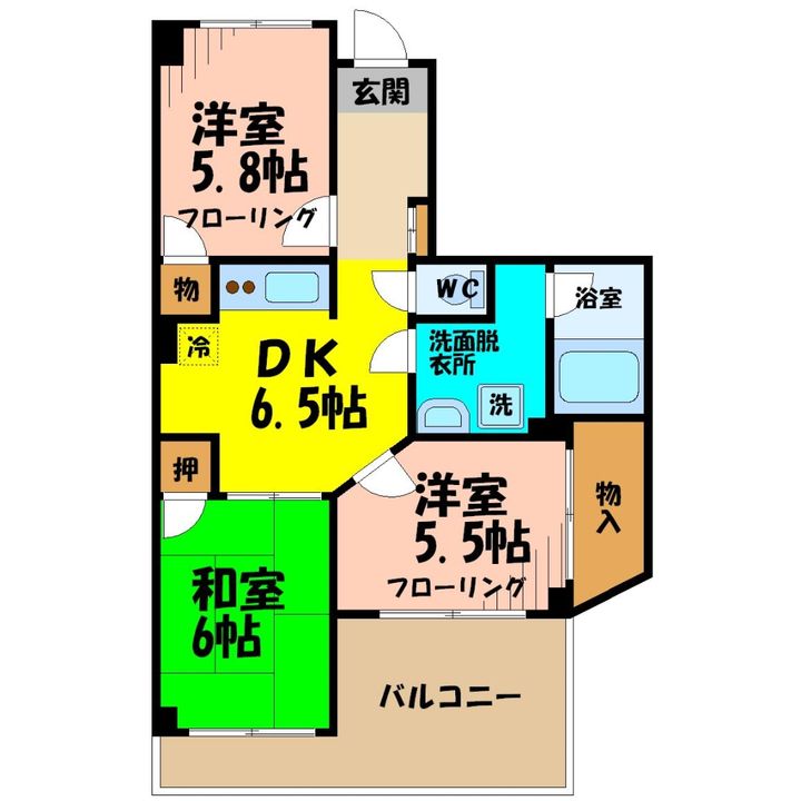 東京都調布市菊野台1(マンション)の賃貸物件の間取り