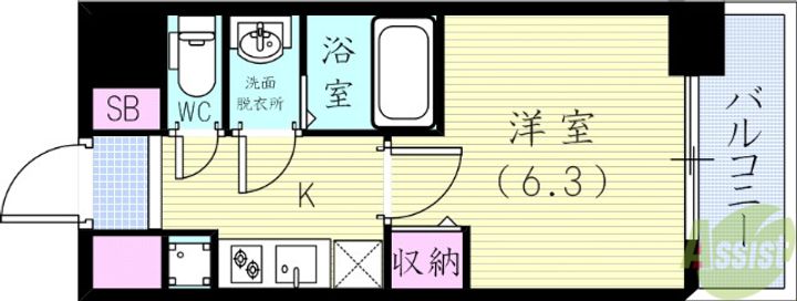 プレサンス新神戸駅前の間取り