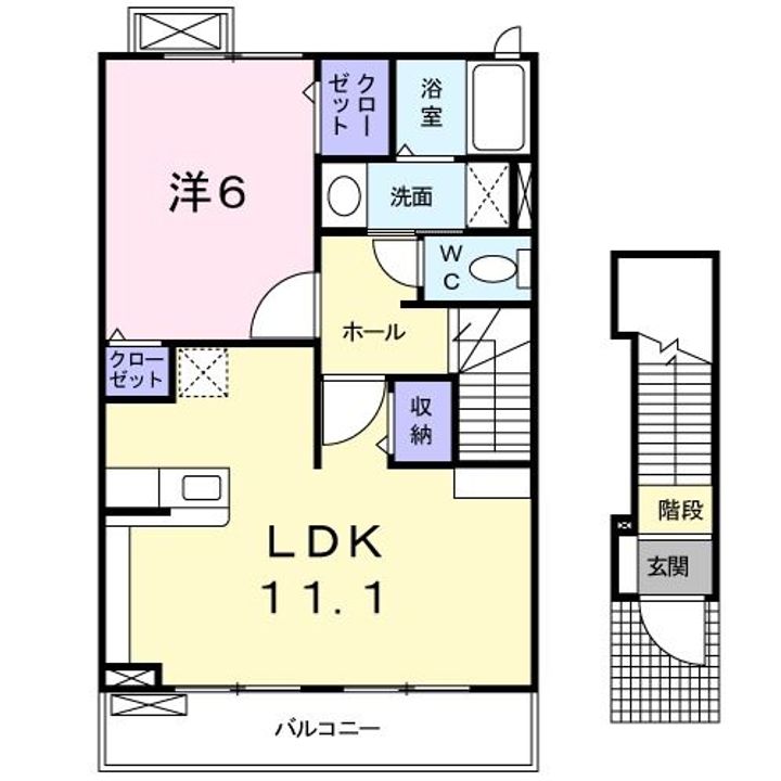 福島県郡山市横塚1(アパート)の賃貸物件の間取り