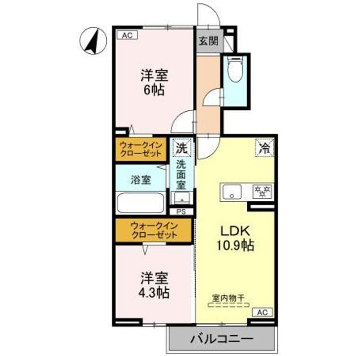 埼玉県熊谷市肥塚2(アパート)の賃貸物件の間取り