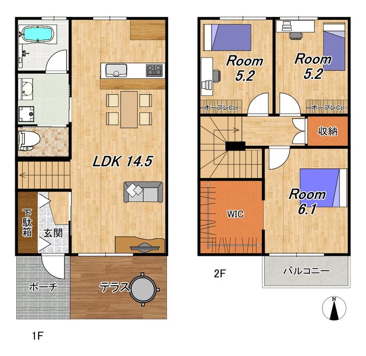 京都府京都市右京区梅津北浦町(一戸建)の賃貸物件の間取り