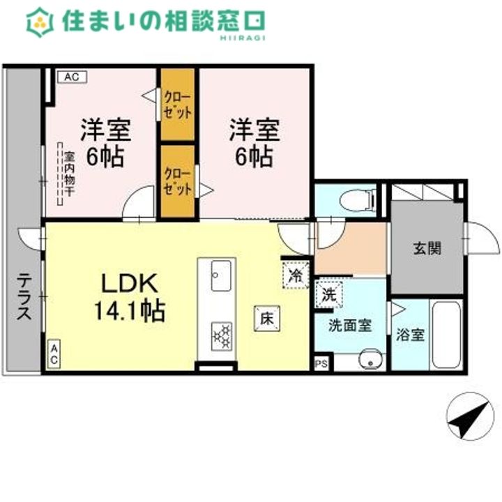 愛知県岡崎市赤渋町字袖広(アパート)の賃貸物件の間取り