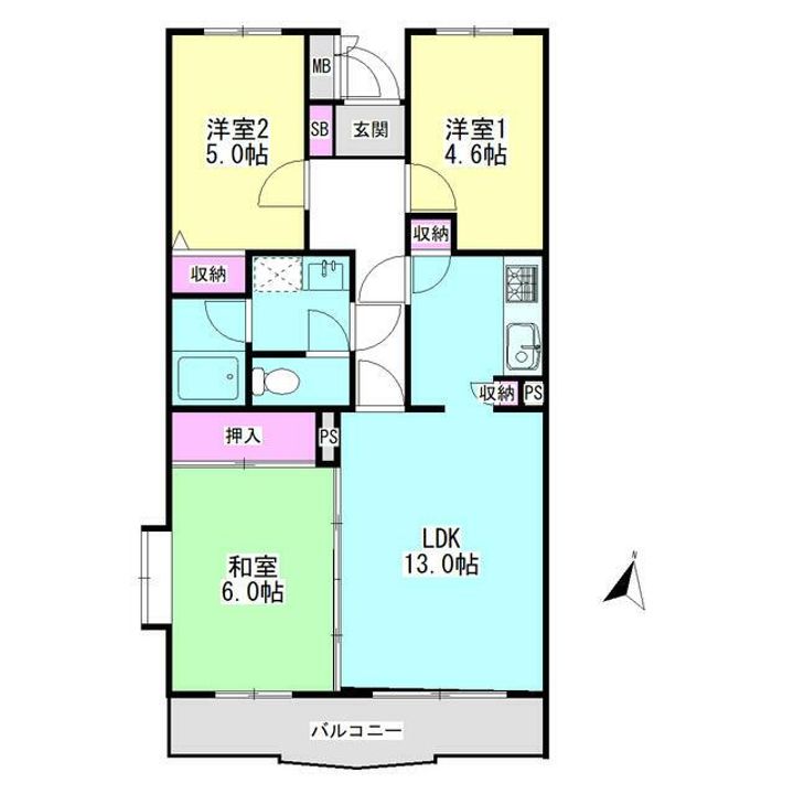 神奈川県大和市上草柳(マンション)の賃貸物件の間取り