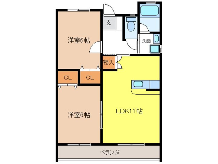 岐阜県岐阜市又丸村中(マンション)の賃貸物件の間取り