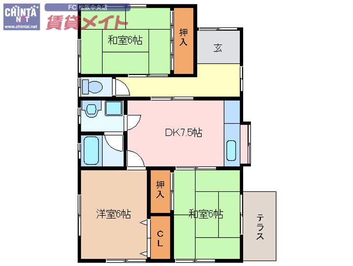 三重県松阪市西之庄町(一戸建)の賃貸物件の間取り