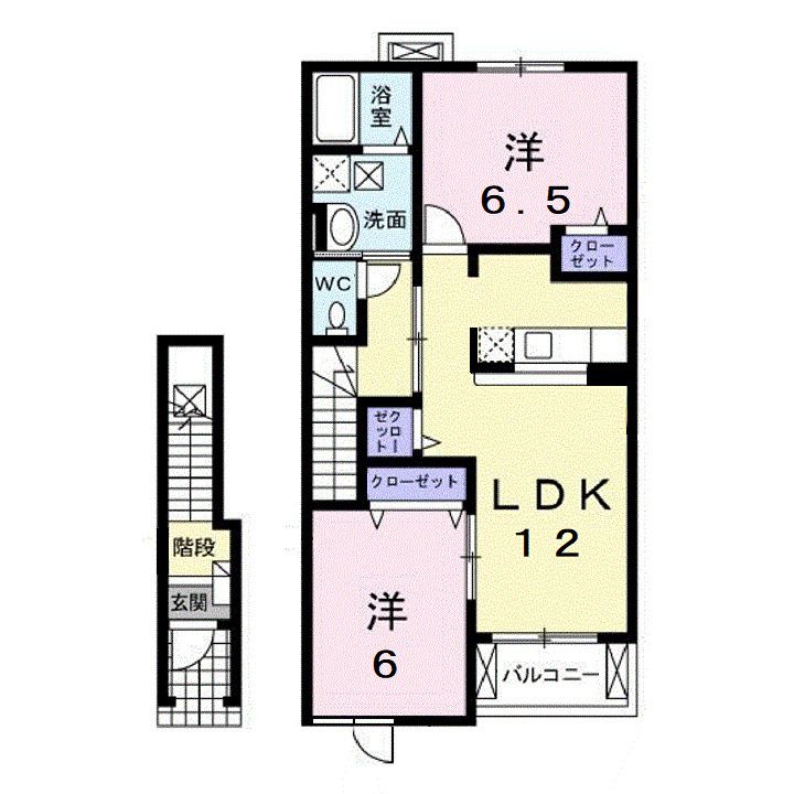 広島県福山市手城町3(アパート)の賃貸物件の間取り