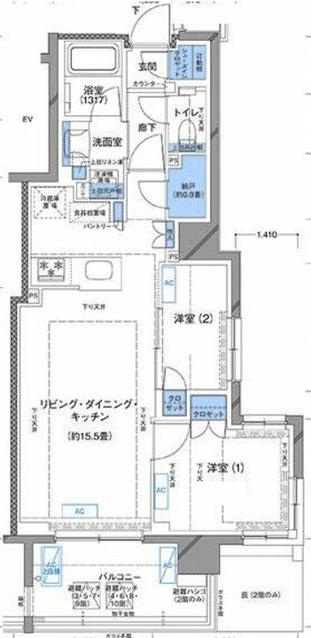 神奈川県横浜市南区高根町1(マンション)の賃貸物件の間取り