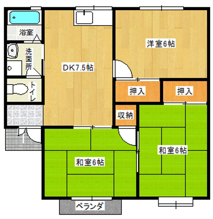 宮城県仙台市宮城野区福室5(アパート)の賃貸物件の間取り