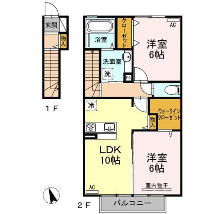 福島県いわき市平北白土字穂積(アパート)の賃貸物件の間取り