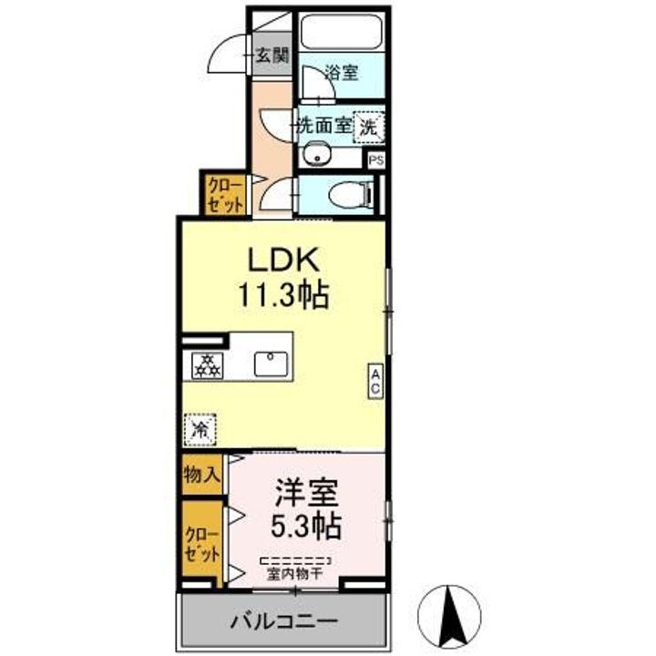 広島県広島市南区宇品御幸5の賃貸アパートの間取り
