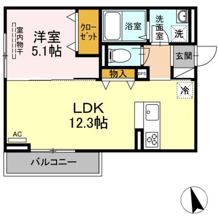 広島県福山市曙町1(アパート)の賃貸物件の間取り