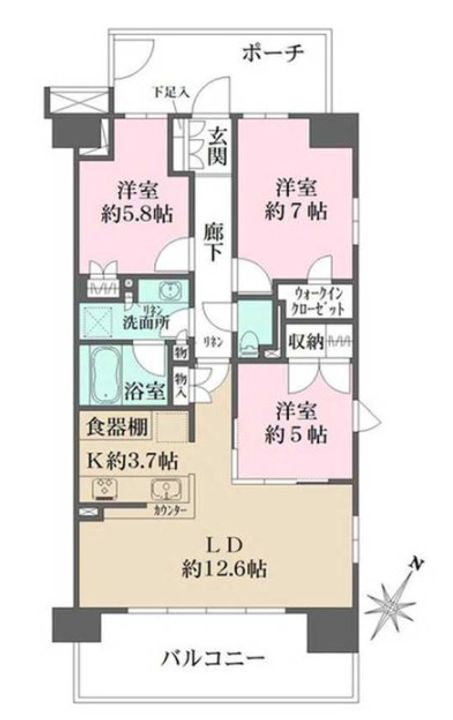東京都北区志茂3(マンション)の賃貸物件の間取り