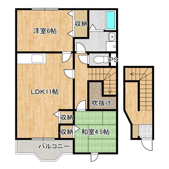 大阪府阪南市下出(アパート)の賃貸物件の間取り