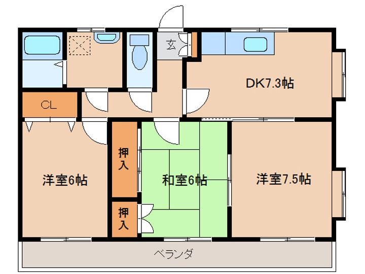 宮崎県都城市郡元2(マンション)の賃貸物件の間取り