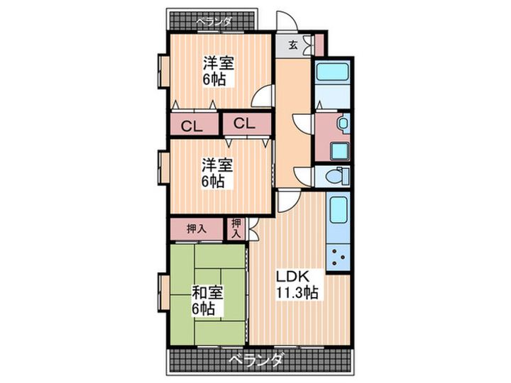 広島県広島市安佐南区山本1(マンション)の賃貸物件の間取り