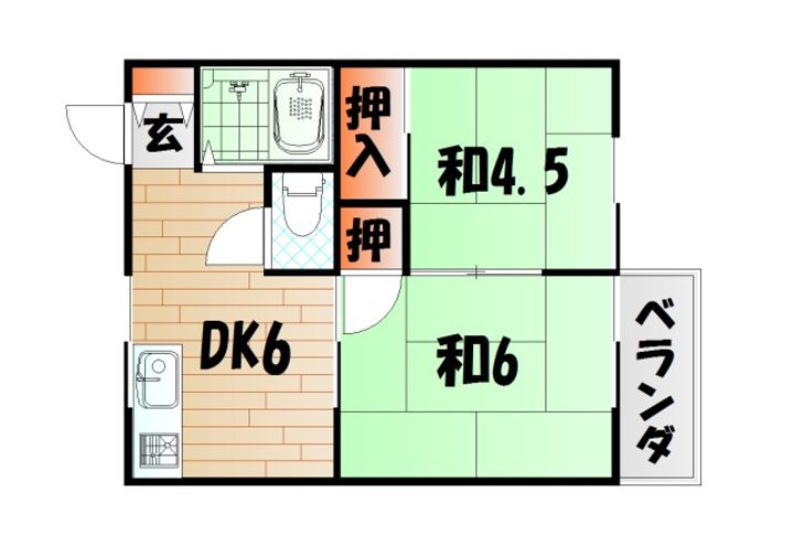 山口県下関市椋野町2(アパート)の賃貸物件の間取り