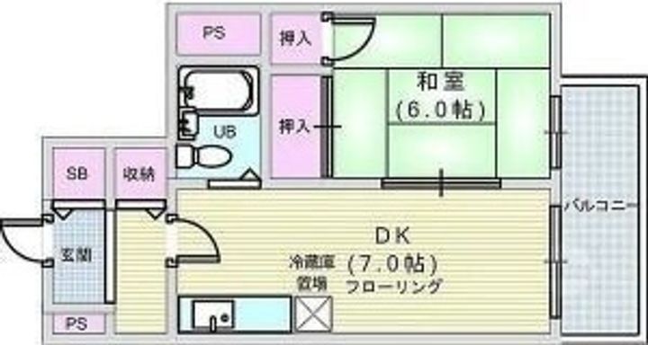 大阪府大阪市西区新町1(マンション)の賃貸物件の間取り