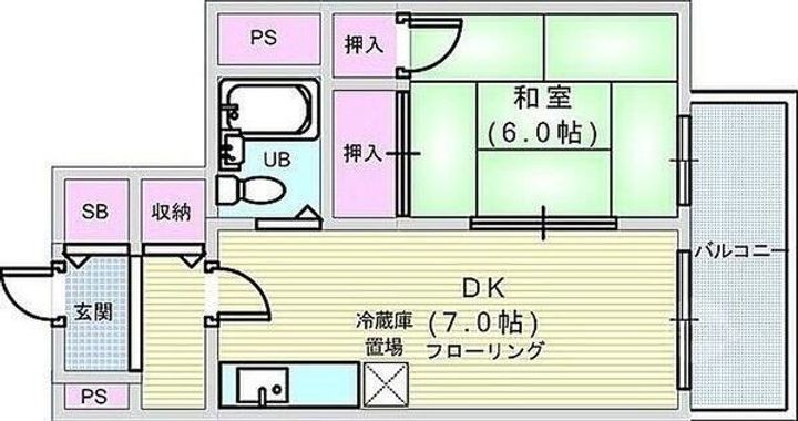 大阪府大阪市西区新町1(マンション)の賃貸物件の間取り