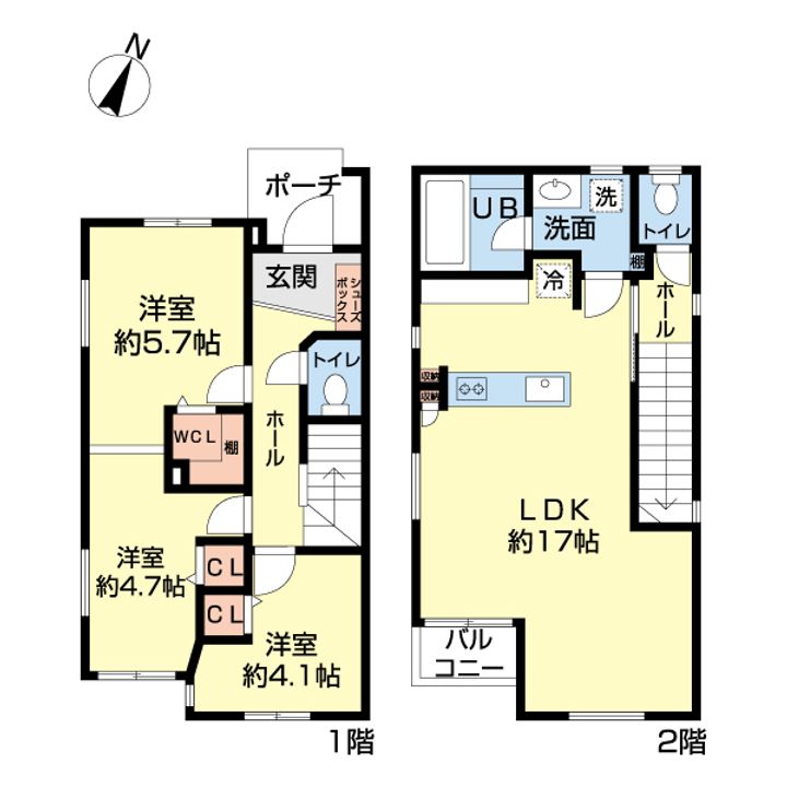 新潟県新潟市中央区堀之内南1(一戸建)の賃貸物件の間取り