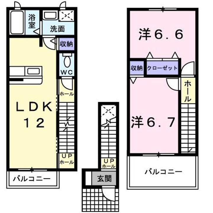 福島県いわき市小名浜大原字内城(アパート)の賃貸物件の間取り